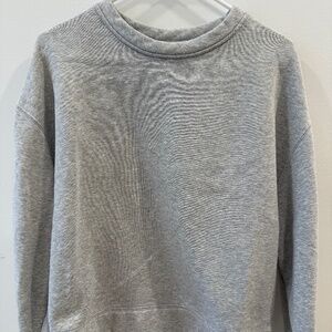 VINCE. - Gray Cotton Blend 3/4 Sleeve Boxy Scuba Sweatshirt w/Back Seem, Size S